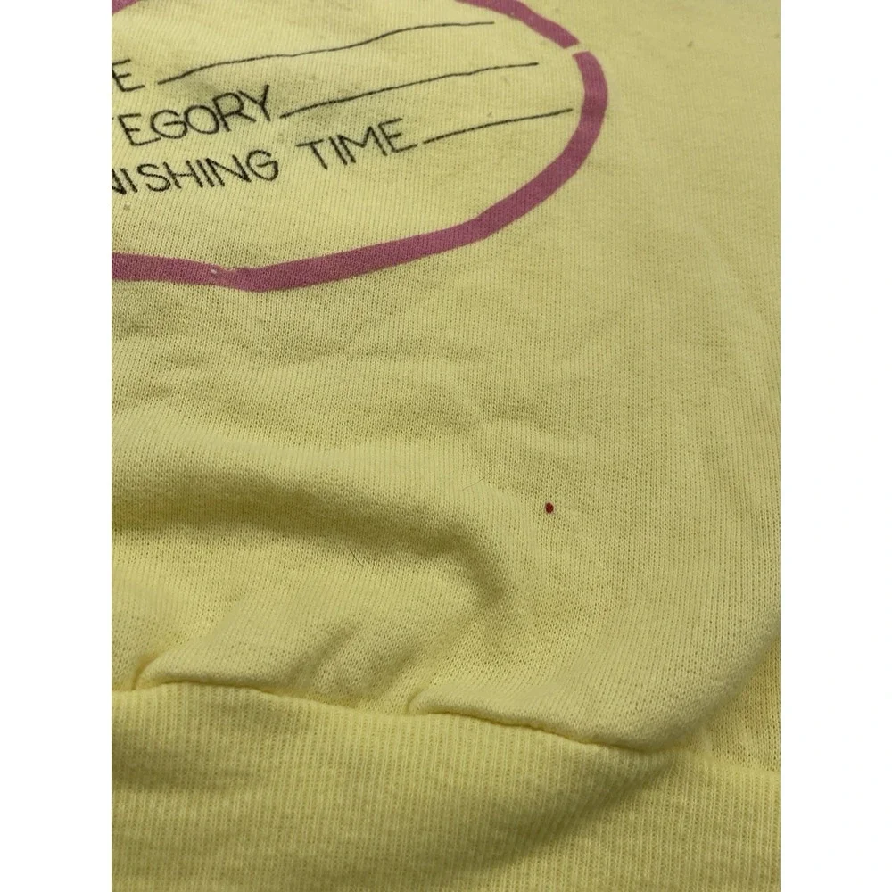 Vtg Sweater Youth Sz 10‎ Yellow Bearathon Running Tortoni 80s Panda Puff Print